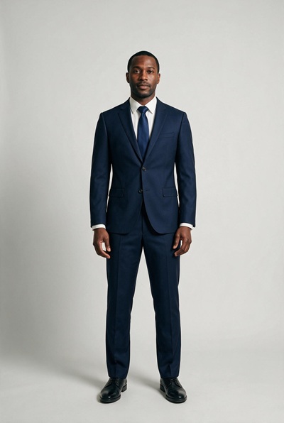 Same person wearing the suit from the reference photo
