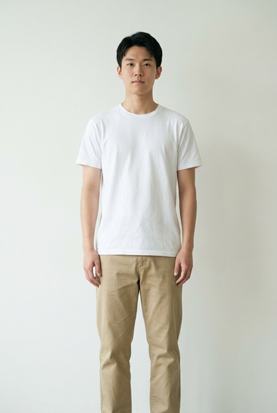 Person before changing into a street style outfit